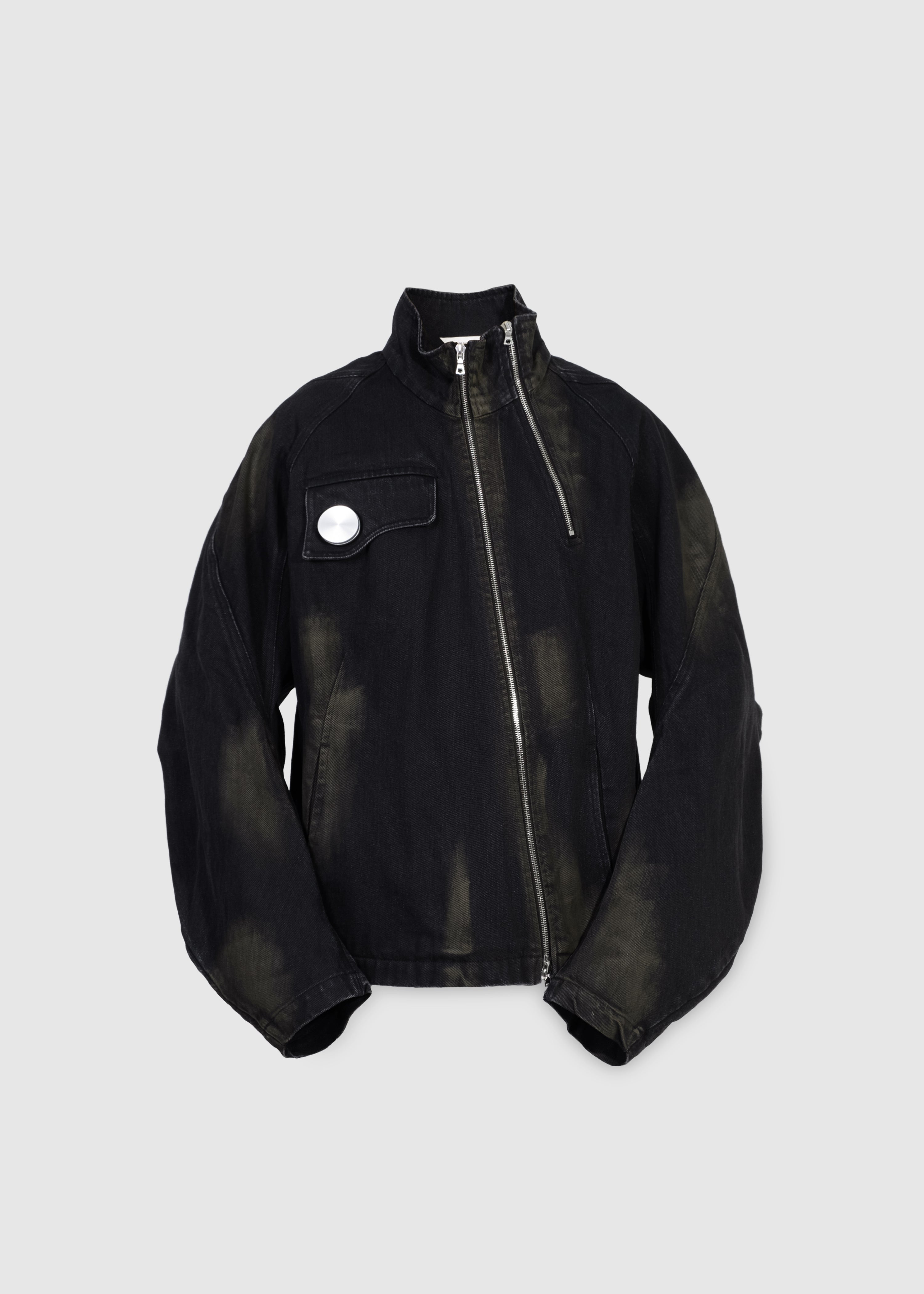Articulated Sleeve Denim Jacket (Black)