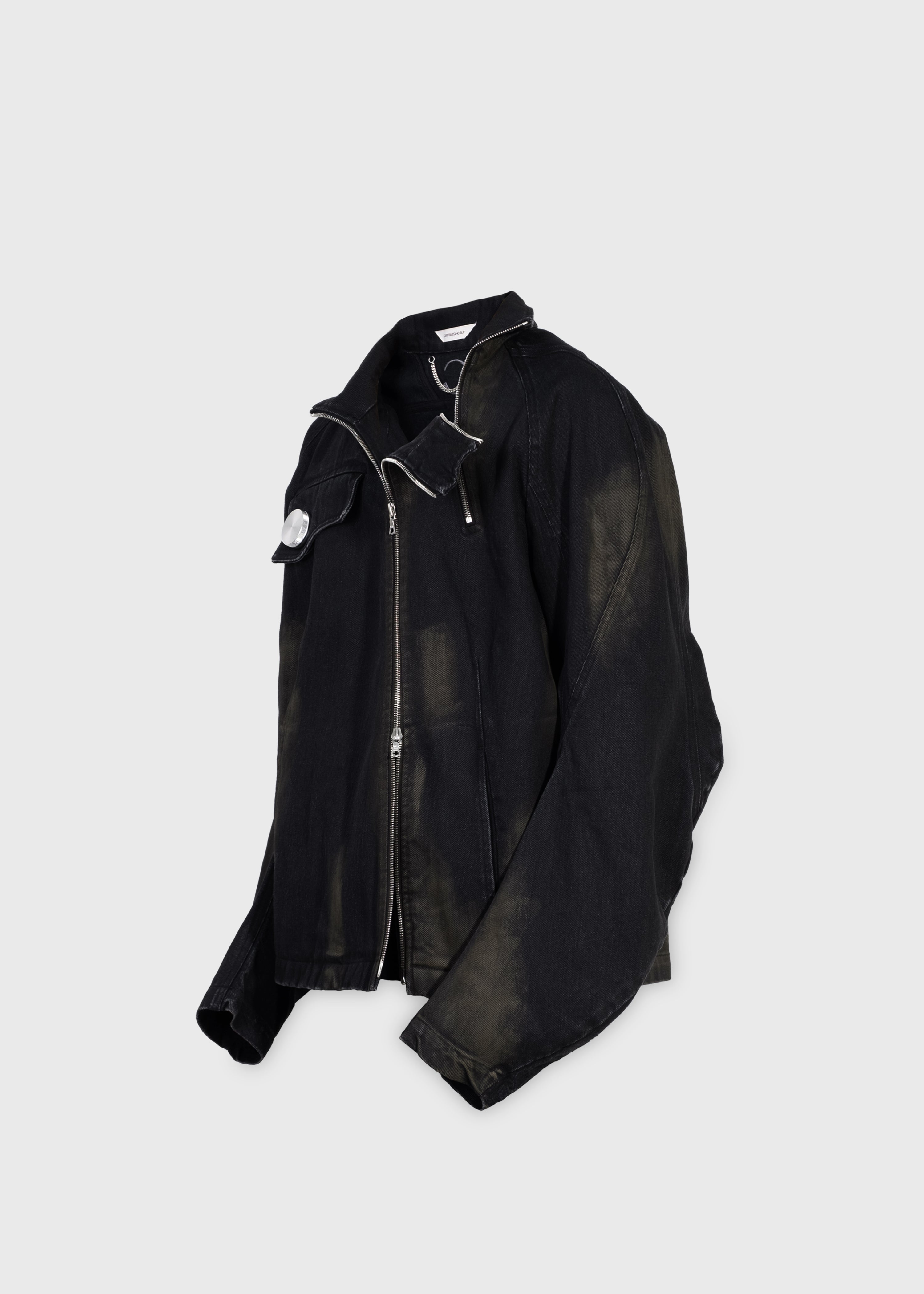 Articulated Sleeve Denim Jacket (Black)